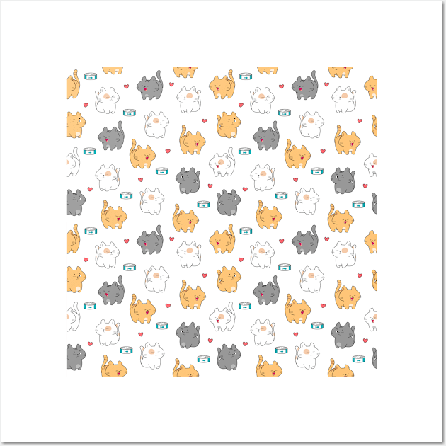 Cat pattern Wall Art by white.ink